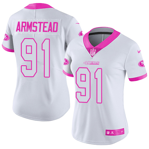 San Francisco 49ers Limited White Pink Women Arik Armstead NFL Jersey #91 Rush Fashion